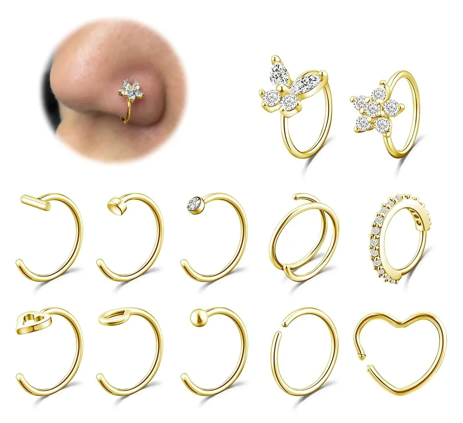 DAILI Titanium nose hoop with cubic zirconia