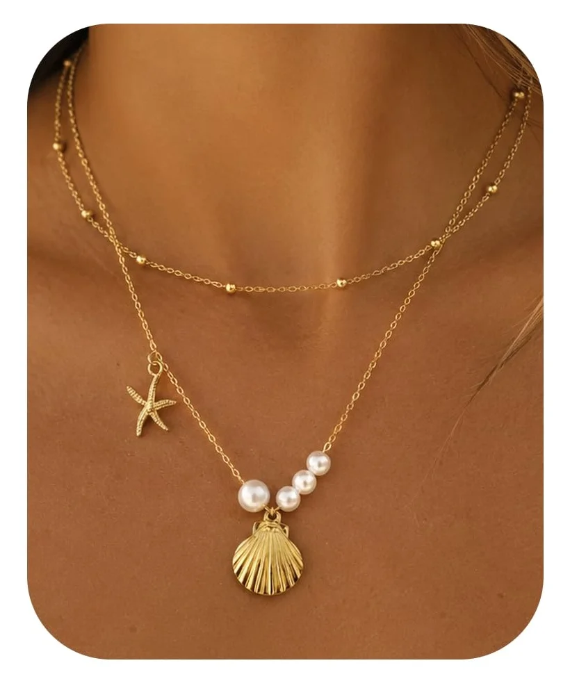 DAILI Necklace with a starfish, pearl