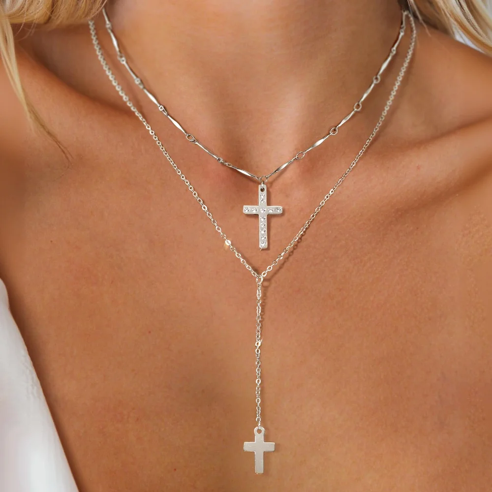 DAILI Dainty layered necklace with cubic zirconia, cubic zirconia, view 2