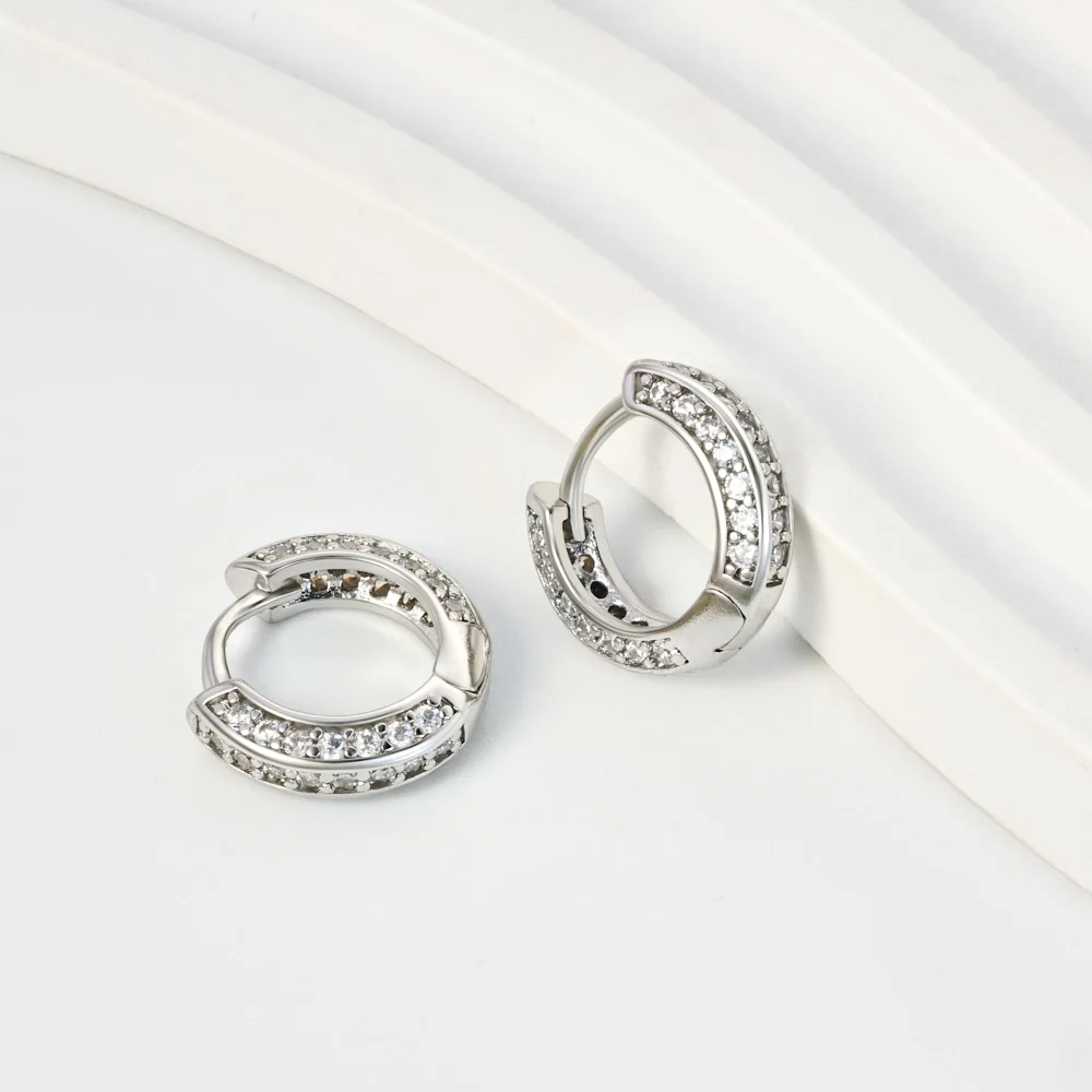 DAILI Small hoop earrings with cubic zirconia, view 4