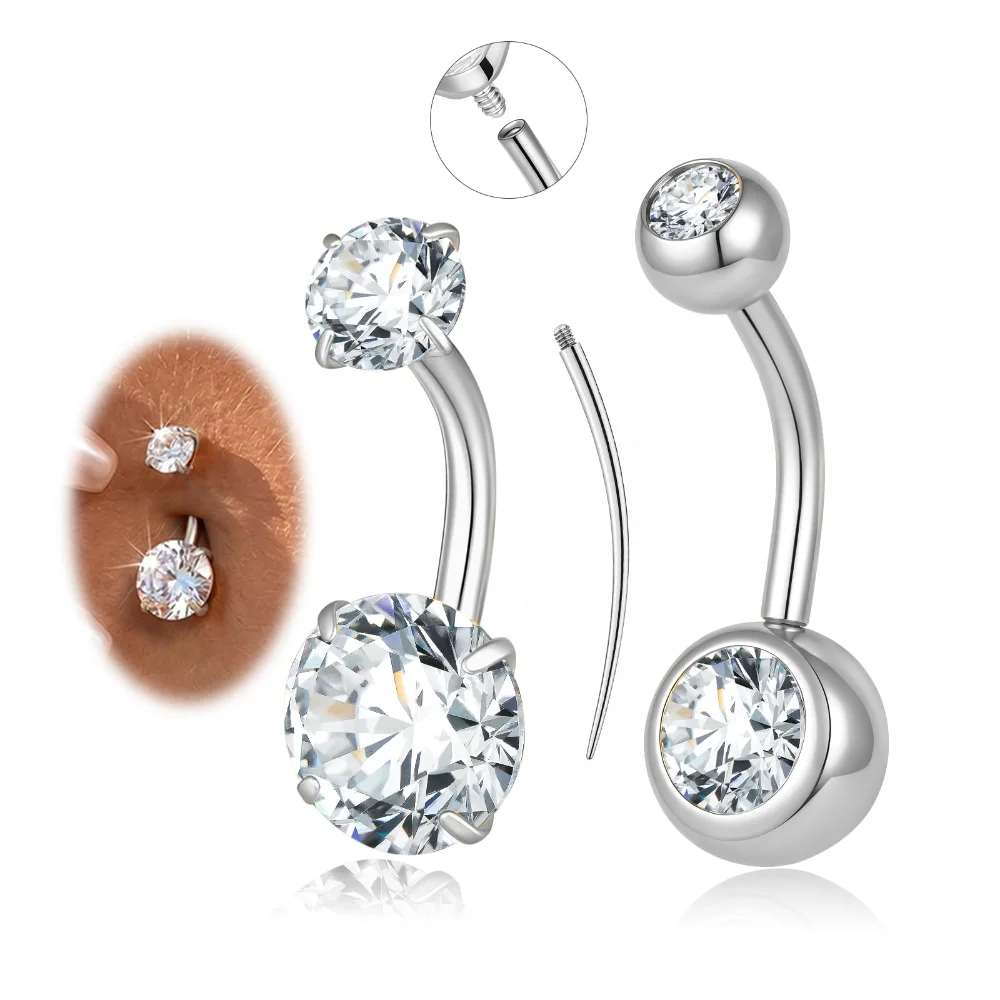 DAILI Belly button ring with cubic zirconia