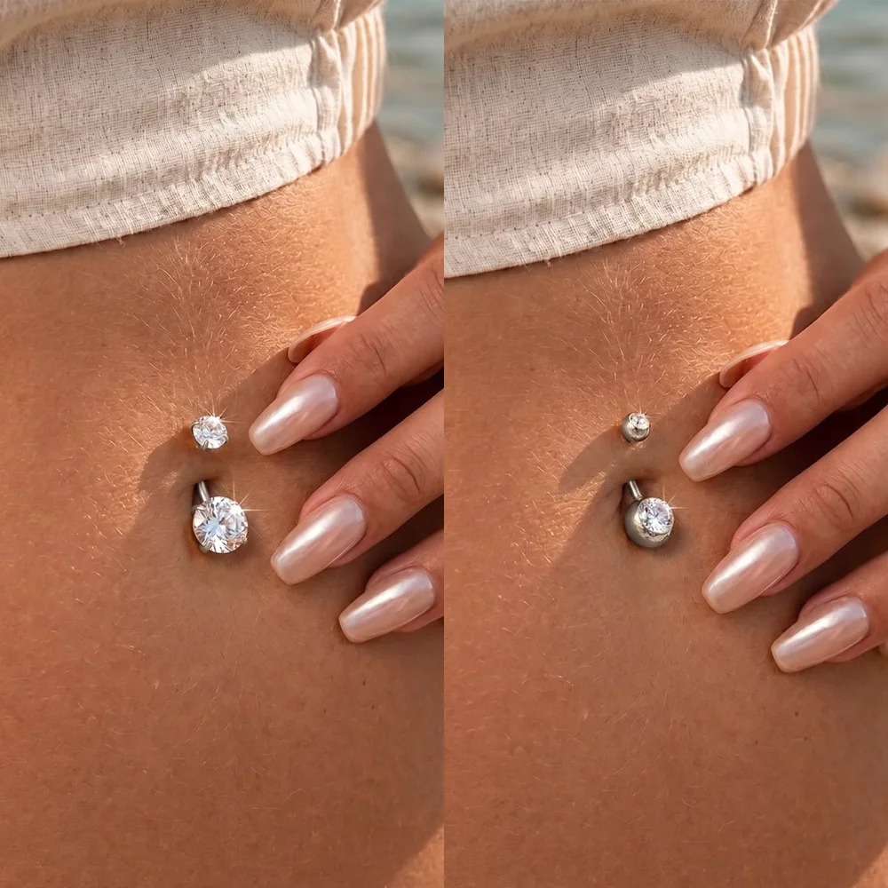DAILI Belly button ring with cubic zirconia, view 3