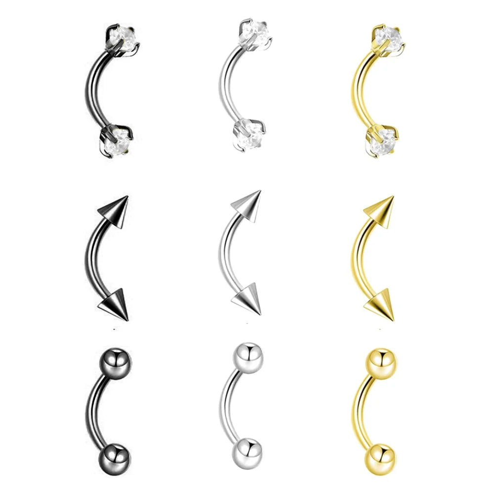 DAILI Surgical steel eyebrow ring with cubic zirconia