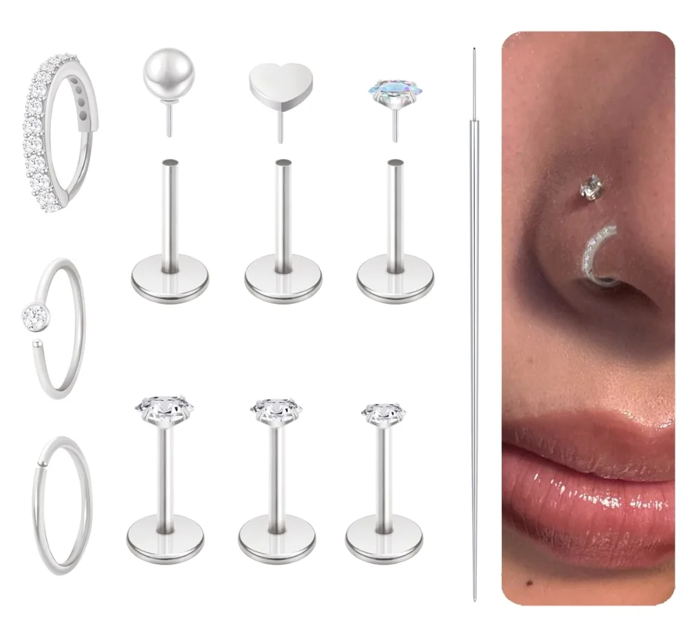 DAILI Titanium nose stud with a heart