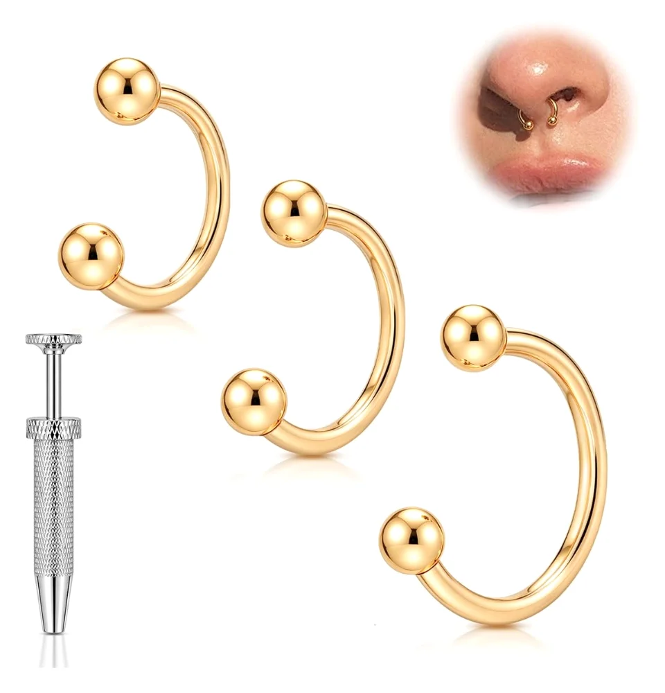 DAILI Surgical steel septum ring with cubic zirconia