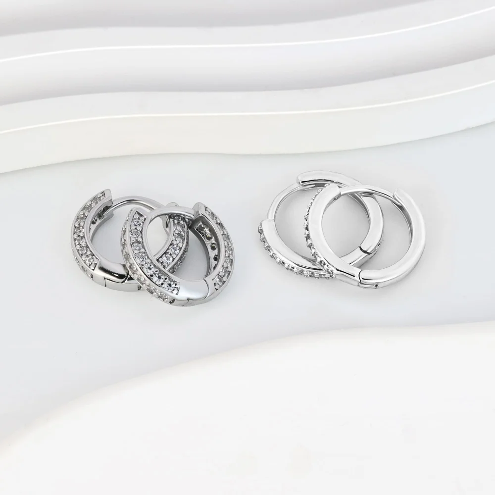 DAILI Small hoop earrings with cubic zirconia, view 2