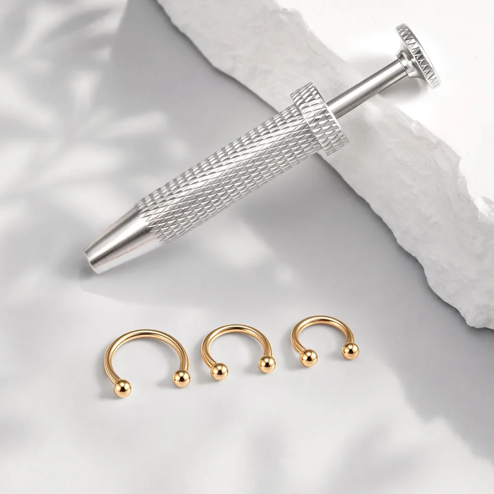 DAILI Surgical steel septum ring with cubic zirconia, view 2